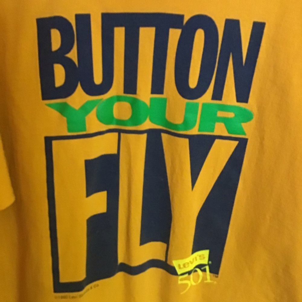 SOLD vintage 90s gold 501 bright unique t shirt - Picture 2 of 8